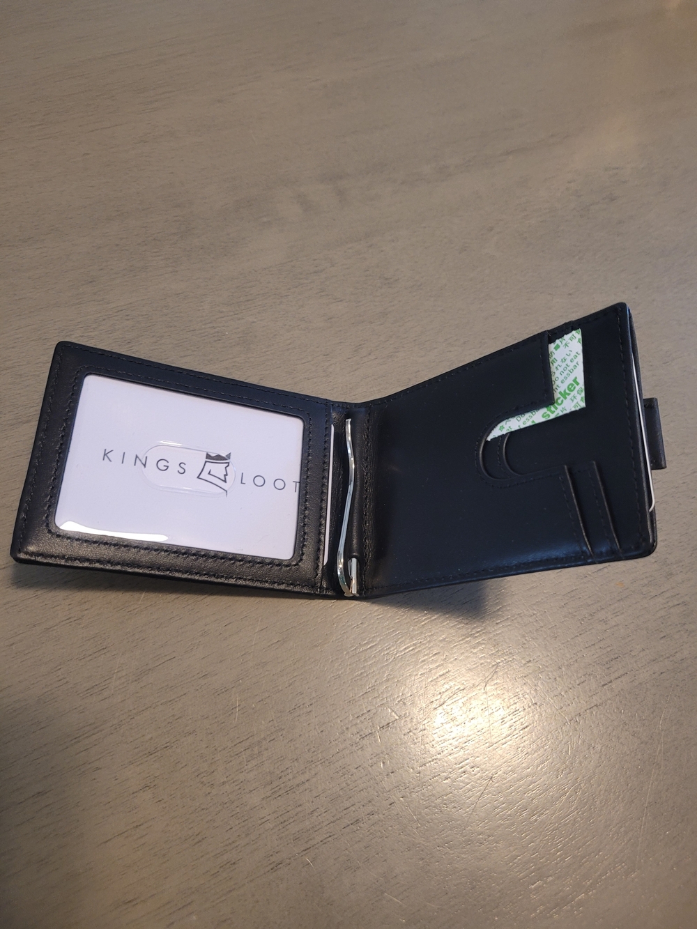 Black Leather Money Clip Wallet for Men